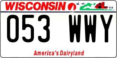 WI license plate 053WWY