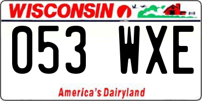 WI license plate 053WXE