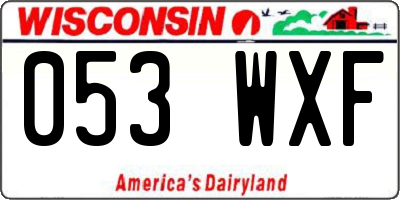 WI license plate 053WXF