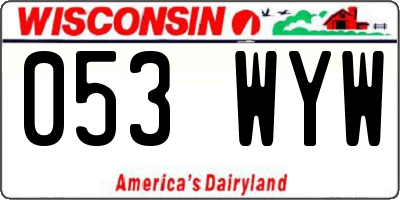 WI license plate 053WYW