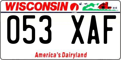 WI license plate 053XAF