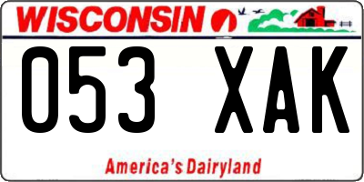 WI license plate 053XAK