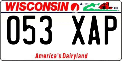 WI license plate 053XAP