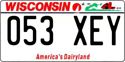 WI license plate 053XEY