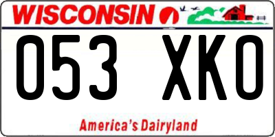 WI license plate 053XKO