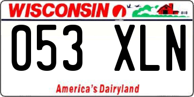 WI license plate 053XLN