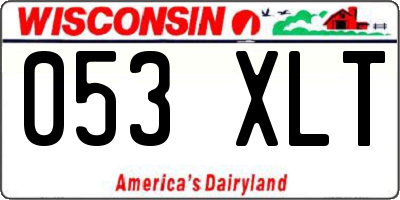 WI license plate 053XLT