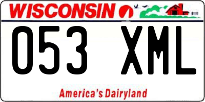 WI license plate 053XML