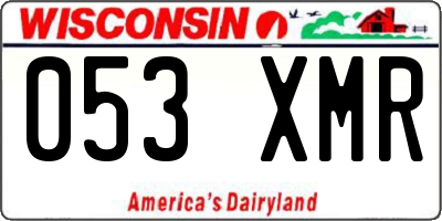 WI license plate 053XMR