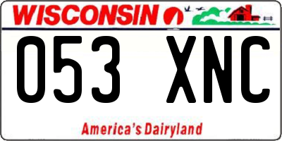WI license plate 053XNC