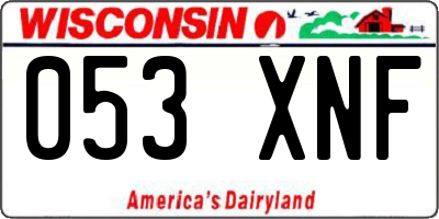 WI license plate 053XNF