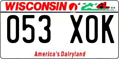 WI license plate 053XOK