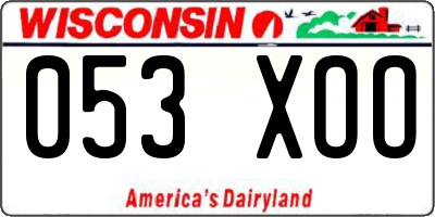 WI license plate 053XOO