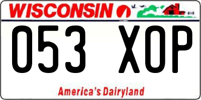 WI license plate 053XOP