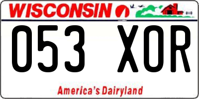 WI license plate 053XOR