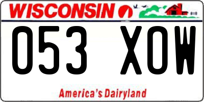 WI license plate 053XOW