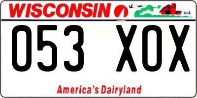 WI license plate 053XOX