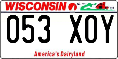 WI license plate 053XOY