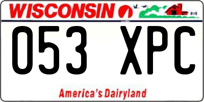 WI license plate 053XPC