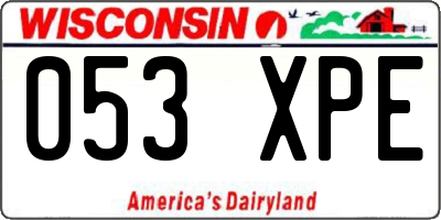 WI license plate 053XPE