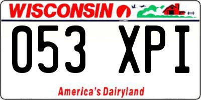 WI license plate 053XPI