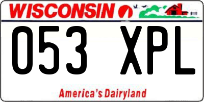 WI license plate 053XPL