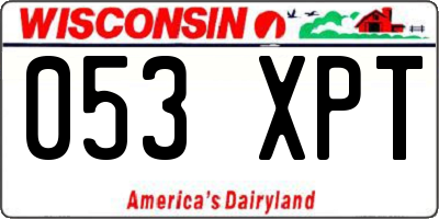 WI license plate 053XPT