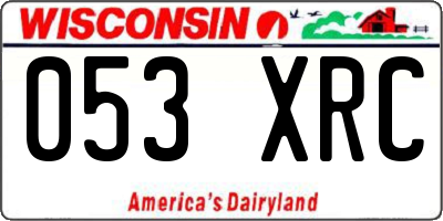 WI license plate 053XRC