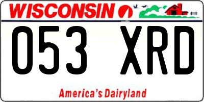 WI license plate 053XRD