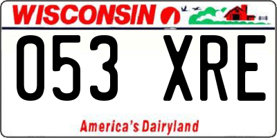 WI license plate 053XRE