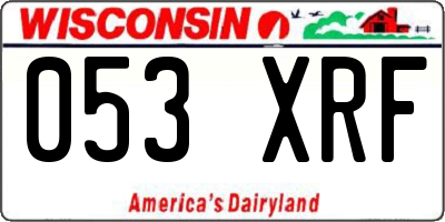 WI license plate 053XRF