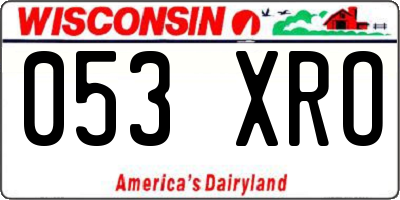 WI license plate 053XRO