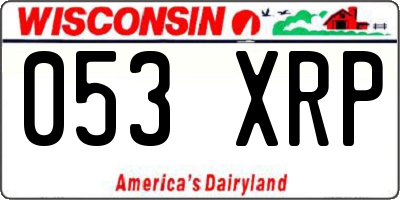 WI license plate 053XRP