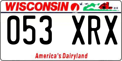 WI license plate 053XRX