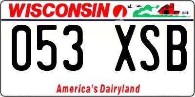 WI license plate 053XSB
