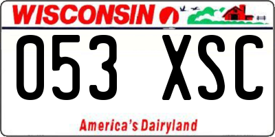 WI license plate 053XSC