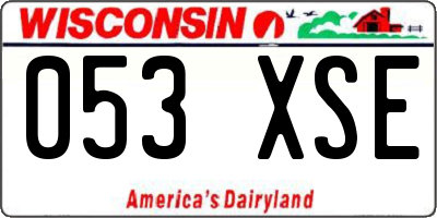 WI license plate 053XSE