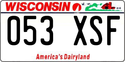 WI license plate 053XSF