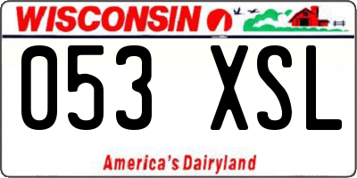 WI license plate 053XSL