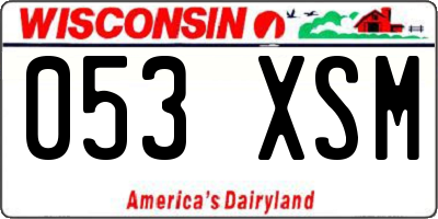 WI license plate 053XSM