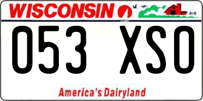WI license plate 053XSO