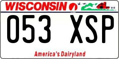 WI license plate 053XSP