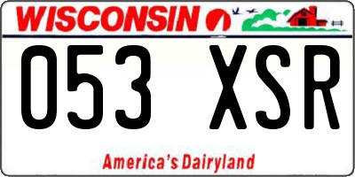 WI license plate 053XSR