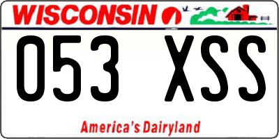 WI license plate 053XSS