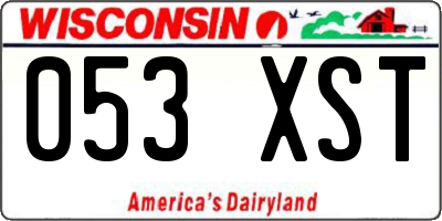 WI license plate 053XST
