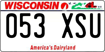 WI license plate 053XSU