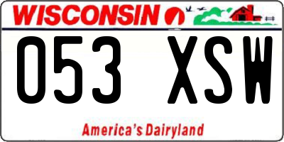 WI license plate 053XSW