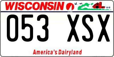 WI license plate 053XSX