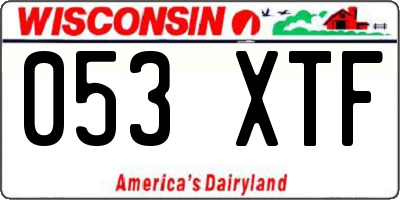 WI license plate 053XTF