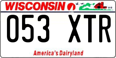 WI license plate 053XTR